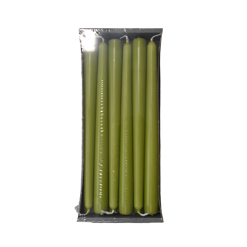 image BOITE DE 12 BOUGIES FLAMBEAU 25CM VERT OLIVE