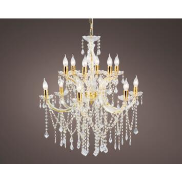 image PLAFONNIER CHANDELIER VERRE D71 H78CM TRANSP/OR