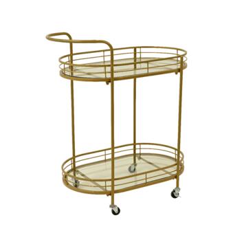 image CHARIOT OVALE EN FER 41X65CM H 77CM OR