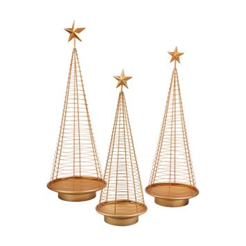 image S/3 SAPINS METAL D16/14/12CM H48/40.5/35CM