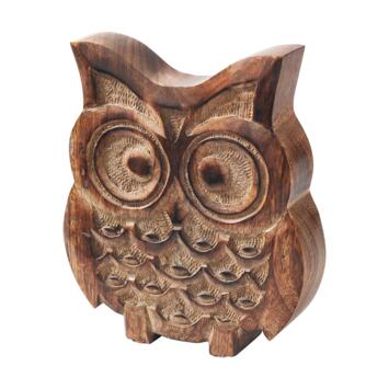 image HIBOU EN BOIS 21CM H17CM