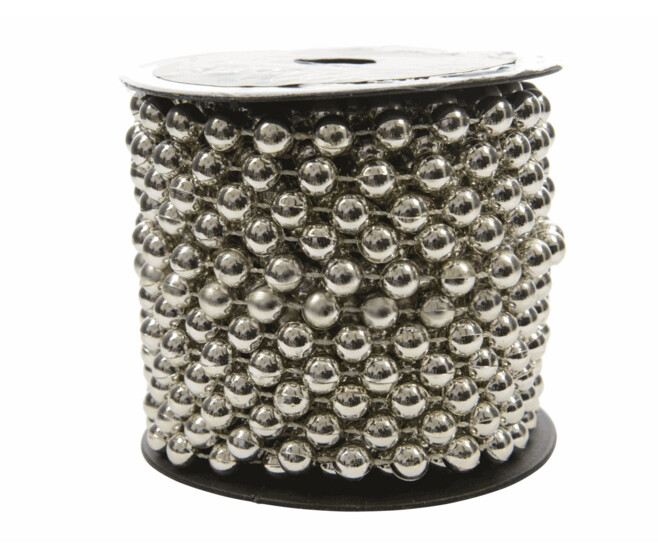 GUIRLANDE DE PERLES 8MMX10M ARGENT