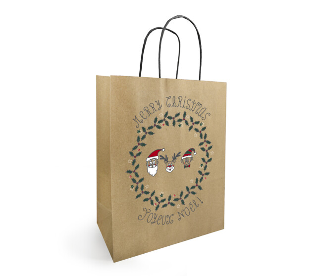 SAC KRAFT SANTA PARTY 34X14 H39.7CM BEIGE x50