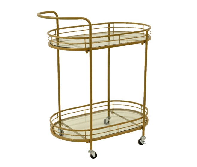 CHARIOT OVALE EN FER 41X65CM H 77CM OR
