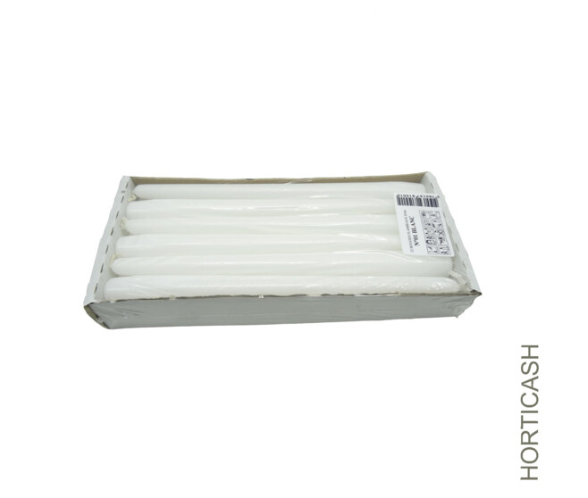 BOUGIE FLAMBEAU 25CM BLANC x12