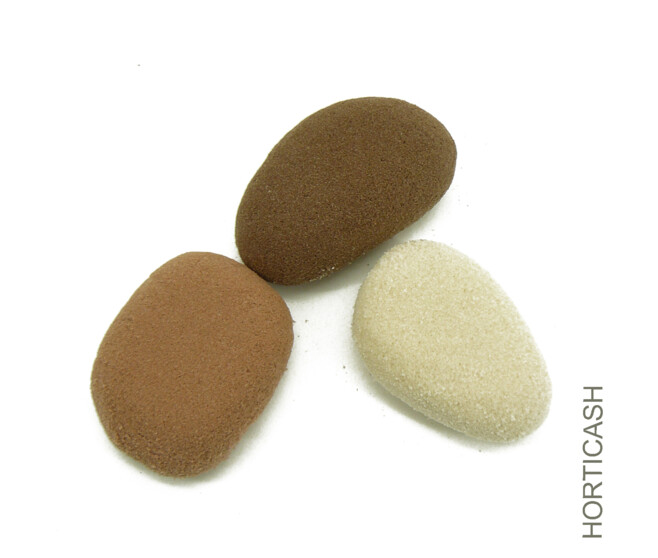 GALET RAINBOW 8CM L SABLE/CHOCOLAT/ARGILE x60