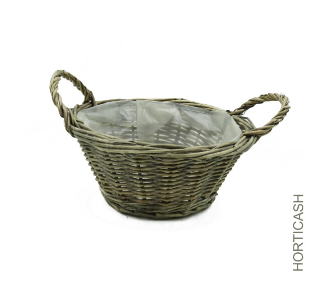 CORBEILLE AVEC POIGNEES D15/9 H8CM GRISE