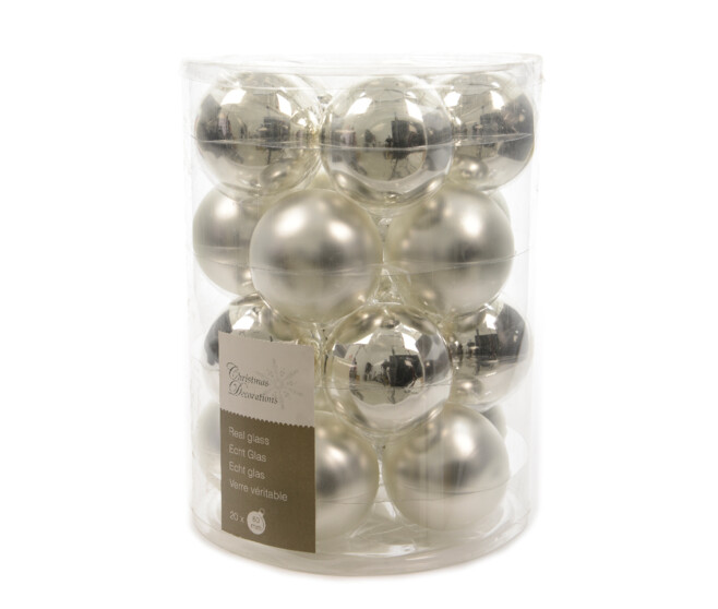 BOULES VERRE 60MM ARGENT x20