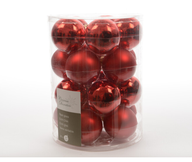BOULES VERRE 60MM ROUGE NOEL x20