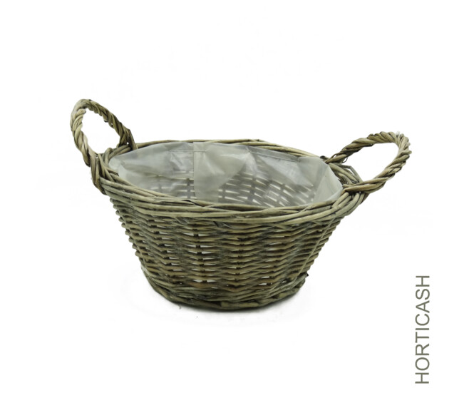 CORBEILLE AVEC POIGNEES D35 H13CM GRISE