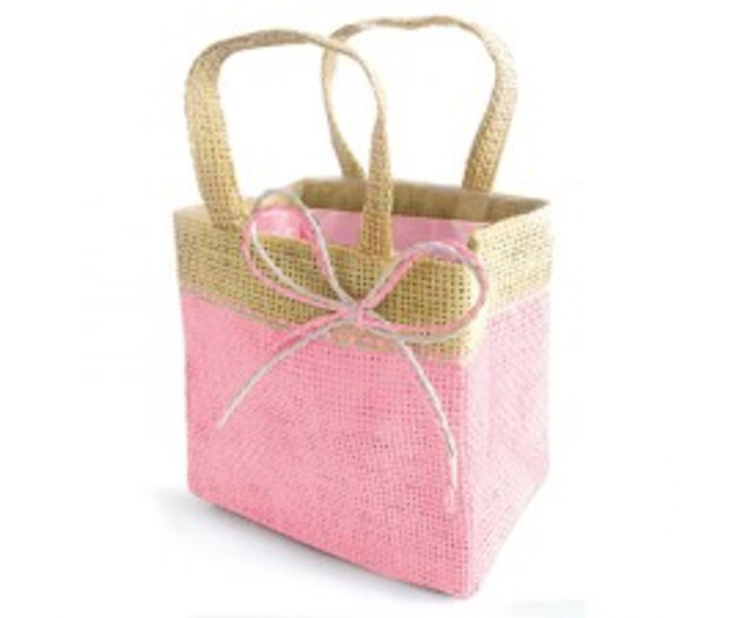 SAC TOILE FIJI 13X8X12CM ROSE PALE x10