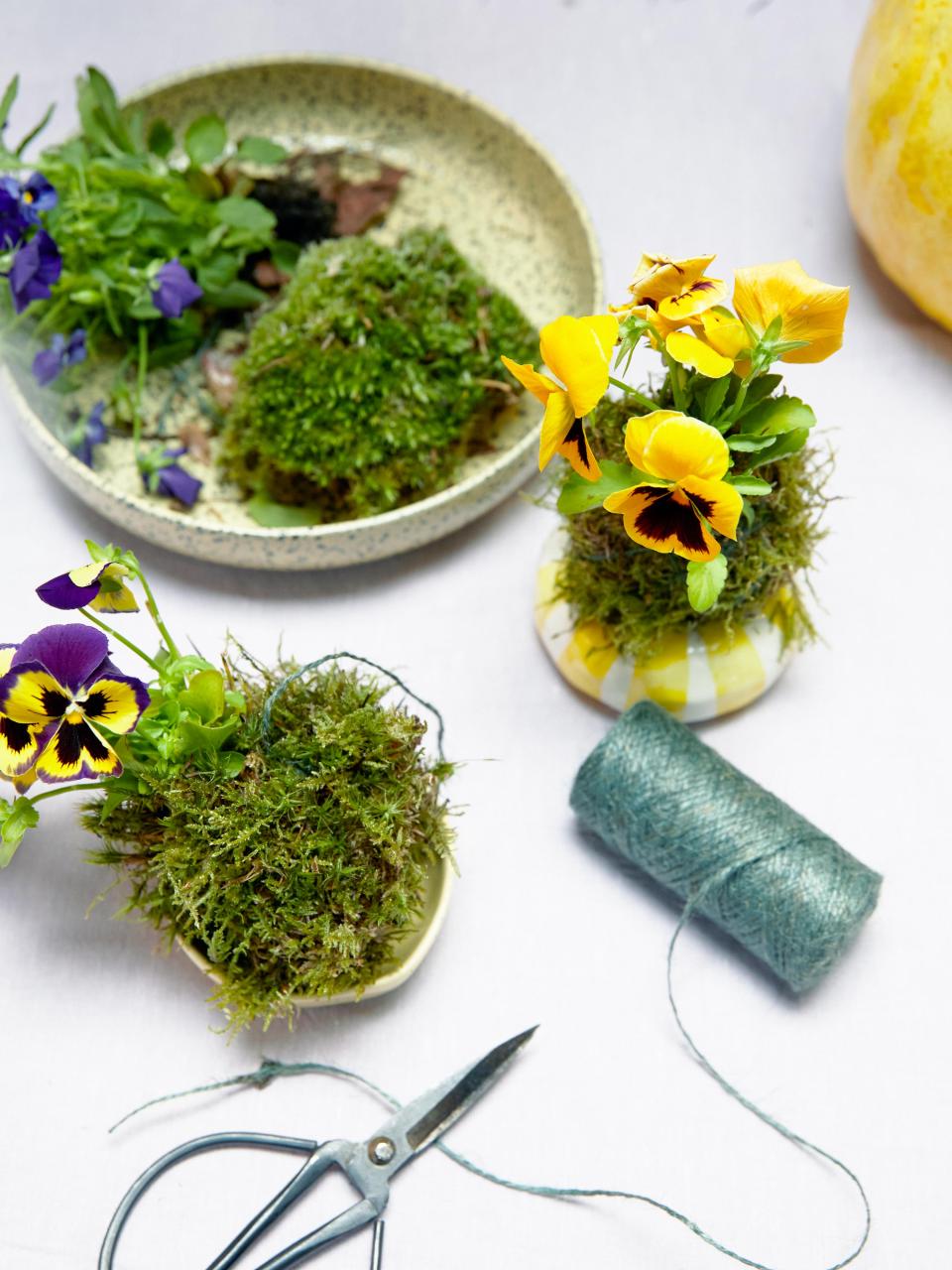 Kokedama de plantes pour Pâques